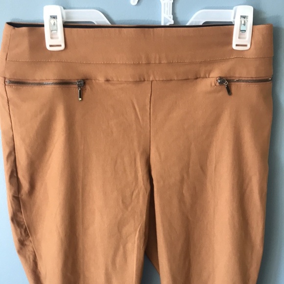 Violets & Roses Camel Ruthy Solid zipper stretchy boot cut pull on pants Sz 8/29 - Picture 2 of 10